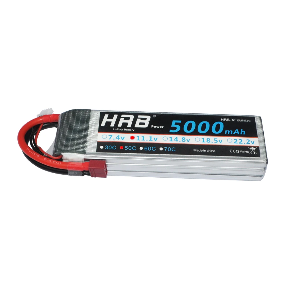 HRB RC Lipo батарея 2S 3S 4S 5S 6S 7,4 V 11,1 V 14,8 V 18,5 V 22,2 V 5000mAh 50C 100C для дрона FPV 450 500 AKKU
