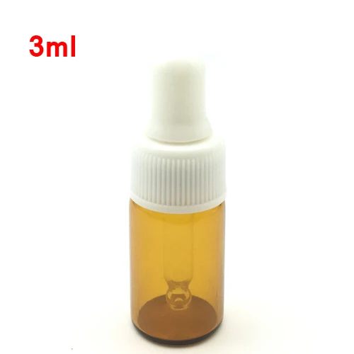 Amber With White Cap 5 шт./лот маленькие 3 мл янтарные духи бутылочки маленький флакон с пипеткой для эфирного масла стеклянная бутылка-капельница - Цвет: Amber With White Cap