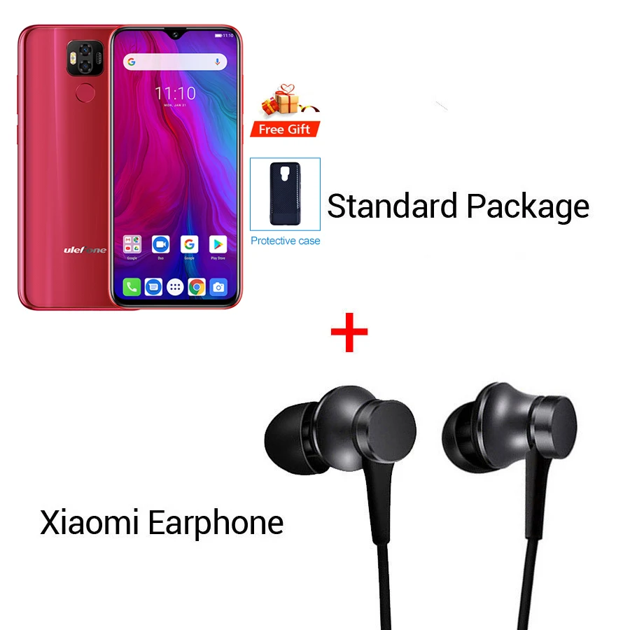 Red N Earphone Мобильный телефон Ulefone power 6 19:5:9 FHD+ 6,3 ''Face ID Android 9,0 MTK67635V Восьмиядерный 4 Гб 64 Гб 6350 мАч NFC OTG - Цвет: Red N Earphone
