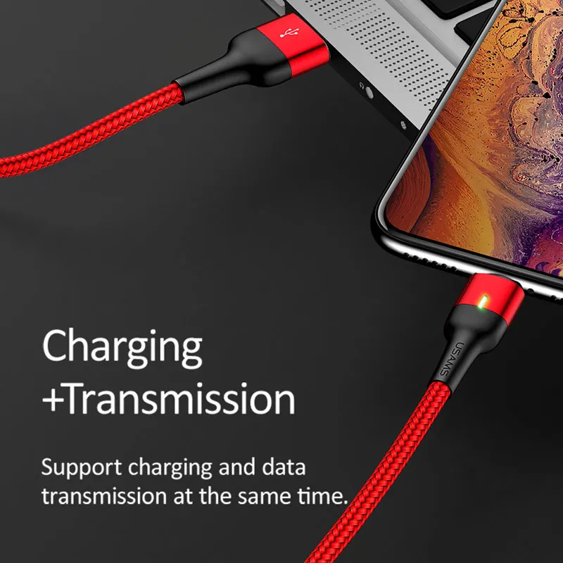 USAMS Магнитный кабель для Android Micro USB кабель для зарядки светодиодный светильник кабель для магнитного зарядного устройства кабель для samsung Xiaomi