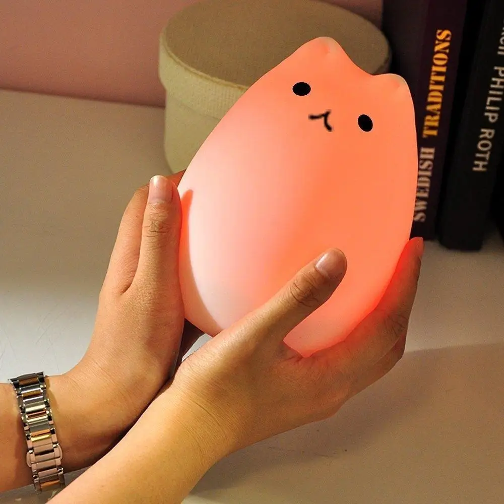 Детский ночник Lumiparty 7 цветов светодиодный USB с котом|animated night lights|led lightnight light |