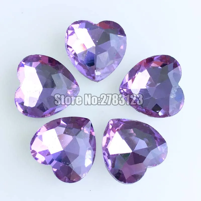 

Free shipping Crystal violet heart shape glass pointback rhinestones No holes use for diy/Clothing accessories SWHP218
