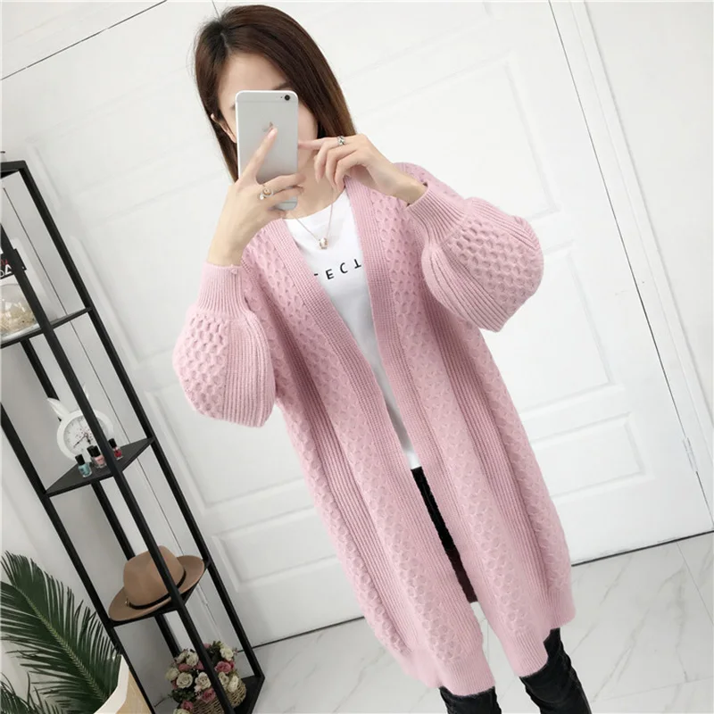 

2019 Spring Autumn/Winter New Wild Loose Long Knitwear Cardigan Women Sweater Coat Long Sleeve Coat Tide YF349