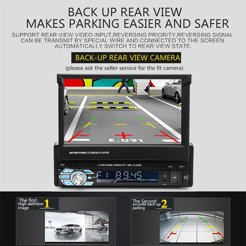 7 дюймов выдвижной экран Автомобильный мультимедийный плеер MP5 карта MP4 Bluetooth