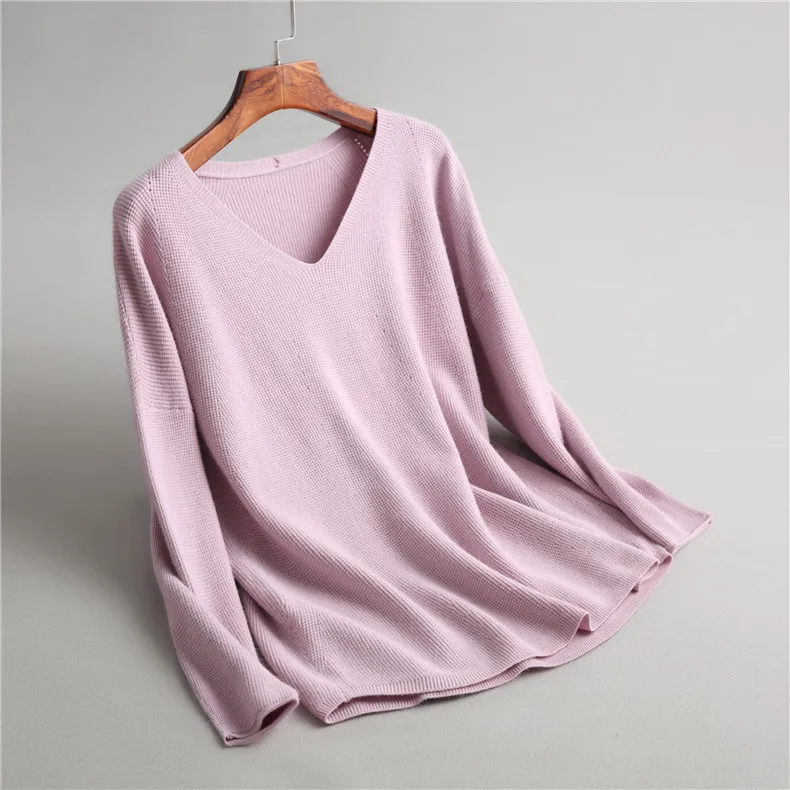 INNASOFAN sweater Female Autumn-winter thick loose-fitting Euro-American fashion with V-collar and long sleeves | Женская одежда
