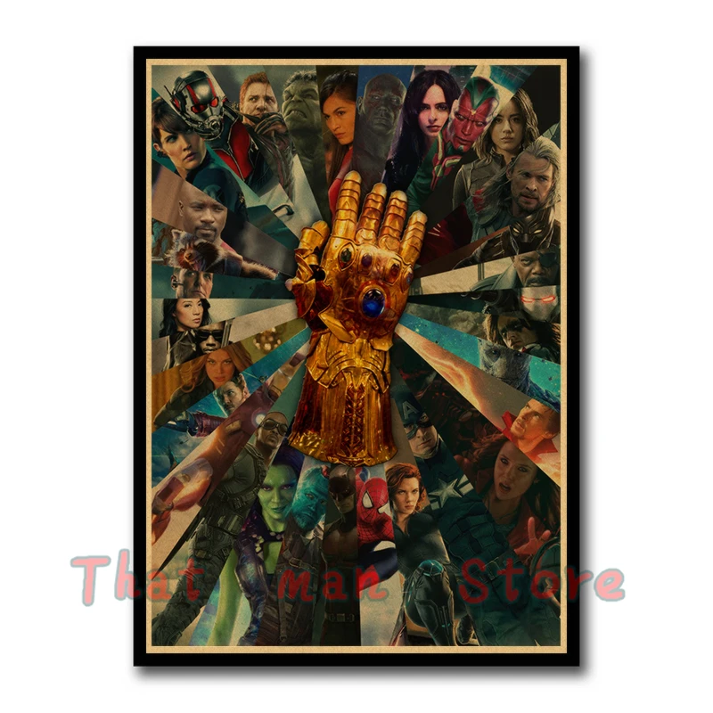 Marvel Фильм Мстители Бесконечность войны танос стражи постер стены Painitng для комнаты прозрачная художественная картина Наклейка на стену без рамки - Цвет: Светло-желтый