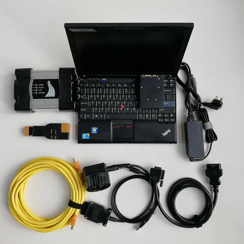 

Инструмент для диагностики автомобиля Icom Next, сканер OBD-кода V12.2021, программное обеспечение в 720 ГБ SSD и б/у ноутбуке X201 I7 8G, сенсорный экран