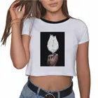 Женская свободная футболка, белая Повседневная футболка с цветочным принтом и перьями, лето 2019