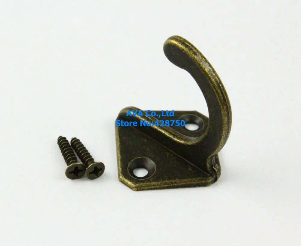 

20 Pieces Wall Hook Hat Coat Robe Hooks / Antique Brass 23x33mm