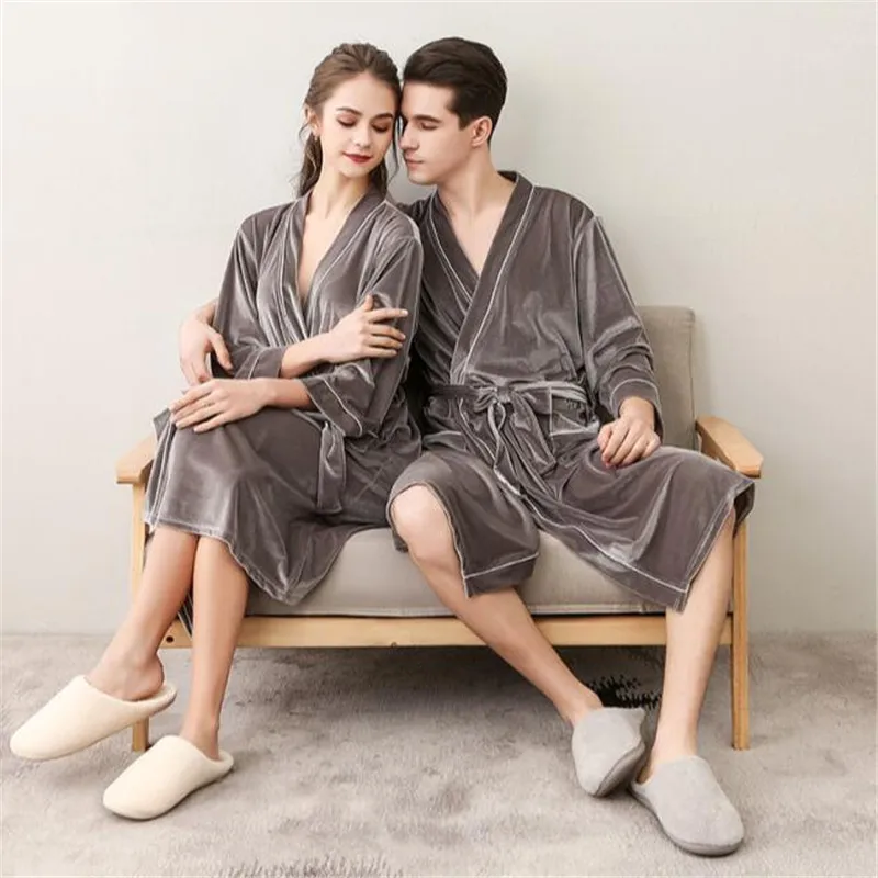 Унисекс новый зимний бархатный халат пикантные женские свободные пояса ночное