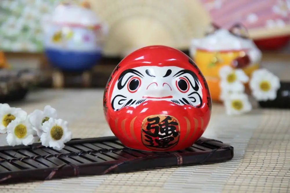 Красный Керамические ремесла мини Lucky Dharma статуэтки копилка украшения творческий японский магазин ТВ шкаф украшение дома счастливый кот подарки - Цвет: Красный