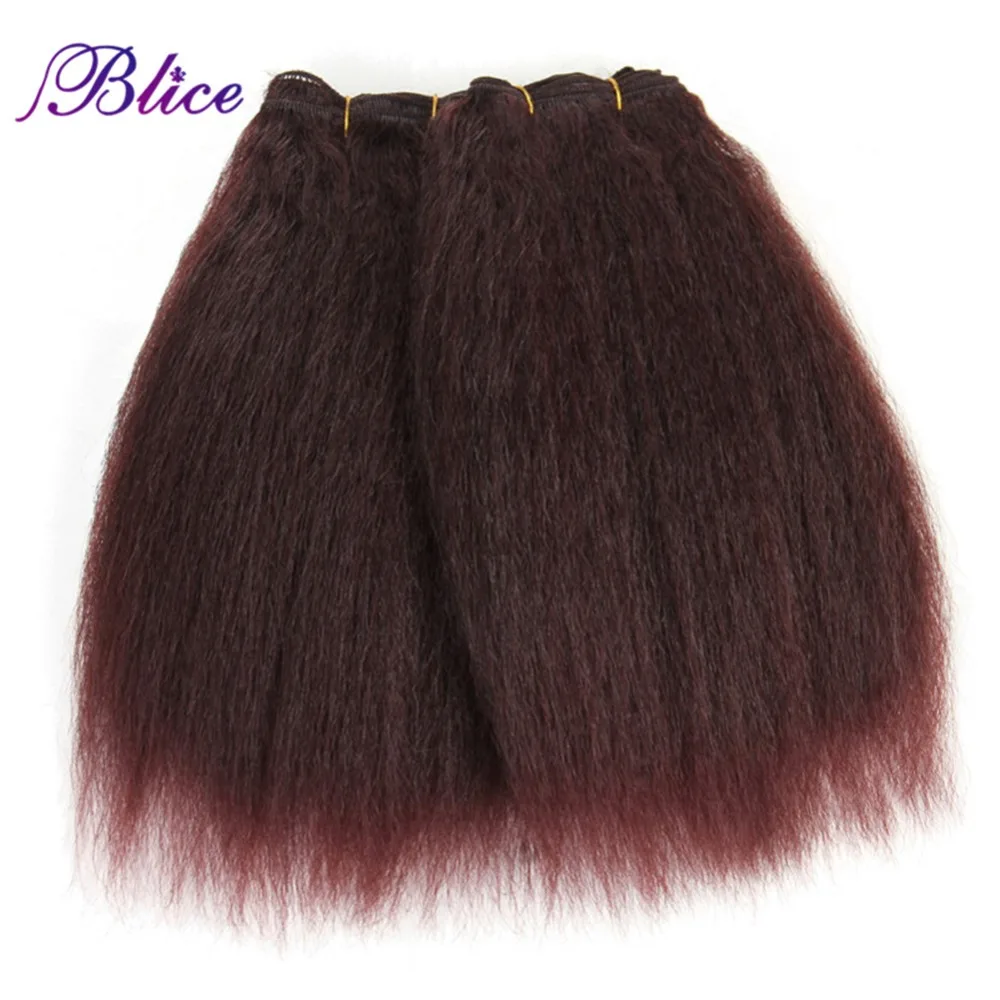 Blice Synthetic Kinky Straight Hair Weaving 10-24inch Super Hair Extensions Pure Color Hair Bundles One Piece Deal For Women