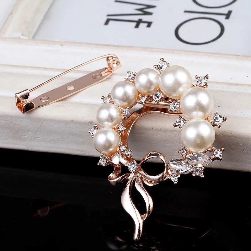 Vintage Pearl Rhinestone Crystal Bow Flower Brooch Floral Bowknot Pins and Brooches Wedding Bridal Dress Jewelry Bijouterie Gift | Украшения
