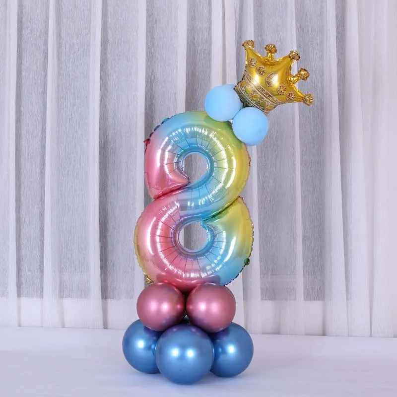 number 8 14 шт. 32 дюймов градиент номер Фольга шарики Baby Shower 1 2 3 4 5 6 7 8 9 лет Happy День рождения украшения детский праздничный костюм Свадебные сувениры - Цвет: number 8