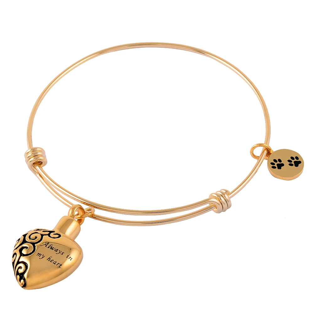 

CMB5028 Expandable Wire Bangles With Ash Holder Charms Stainless Steel Urn Bracelets Man Women Jewelry