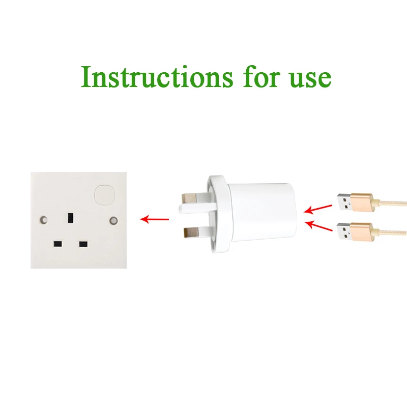 Трехногая британская стандартная переходная розетка с двумя USB стандартами