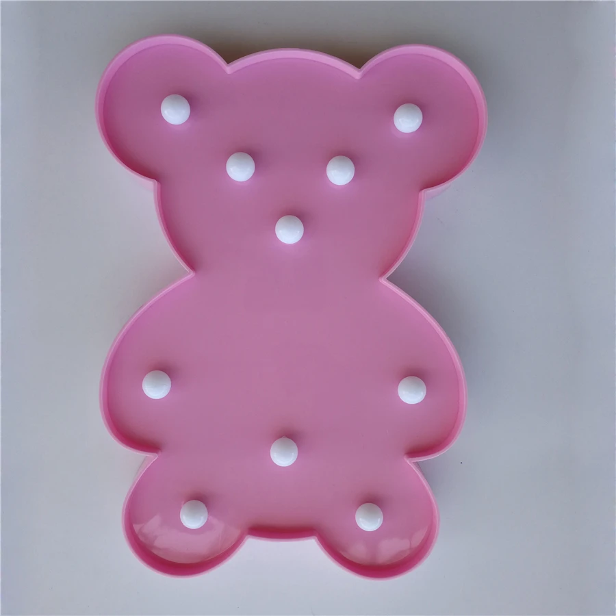 Симпатичный медведь светло 3D Звезда Сердце ночь светодиодная милый кролик Знак