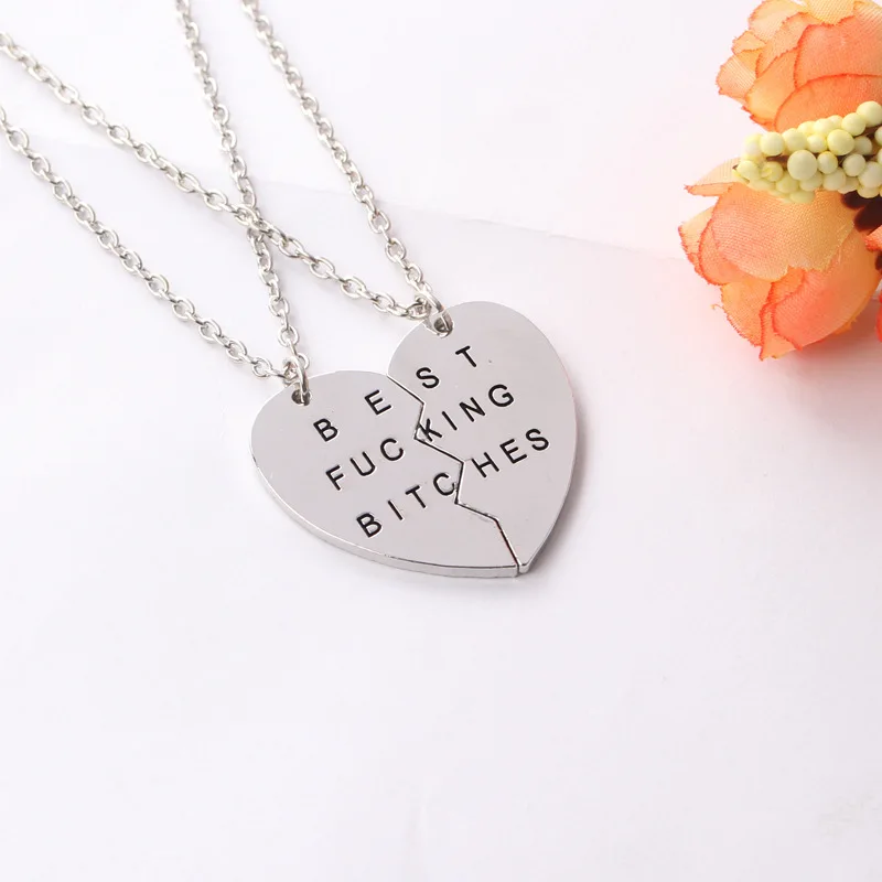 10 компл./лот Бос ожерелье два шить любовь кулон лучший суки girlfriendsnecklace | Украшения