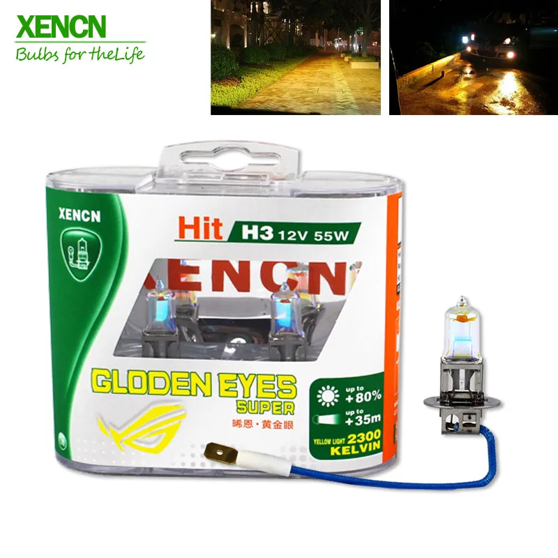 Автомобильные галогенные фары XENCN 12 В 2300 К с золотыми глазами супер желтые