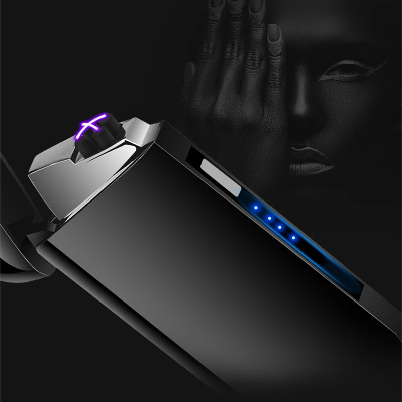 Дисплей батареи двойная импульсно-дуговая Зажигалка Ветрозащитная USB
