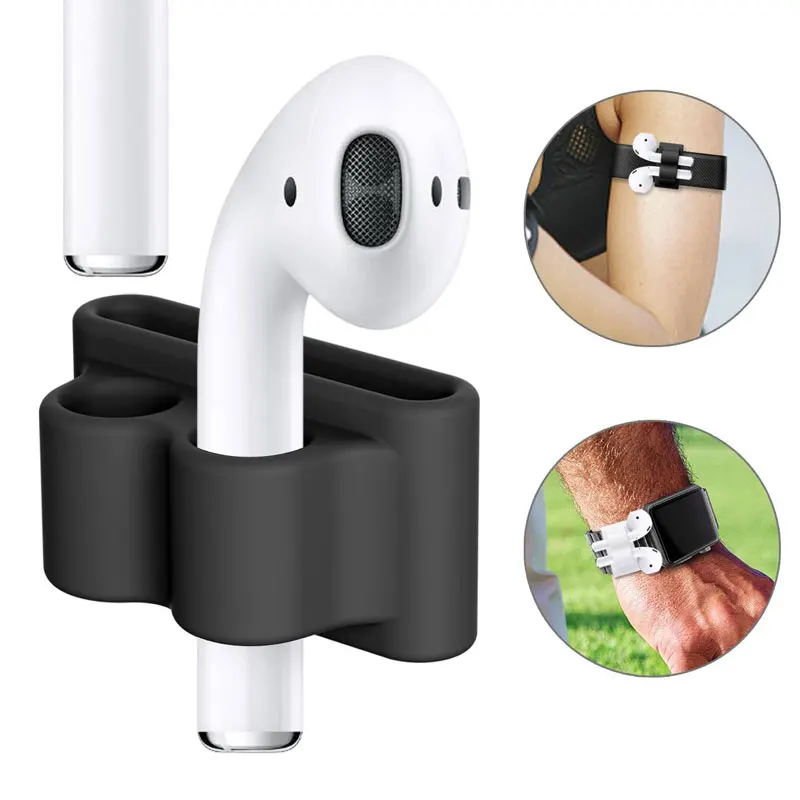 Silicone Holder Clip for AirPods Apple wireless earphone socket stand case compatible with Apple watch sport hook clip Anti-lost