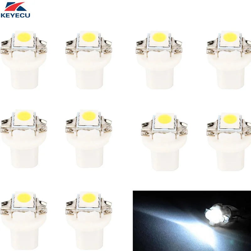 KEYECU 10 шт. Белый T5 B8.5D 5050 1SMD автомобильная светодиодная приборная панель световой