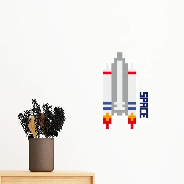 Космический корабль Rocket Universe Pixel Съемный Настенный стикер художественные