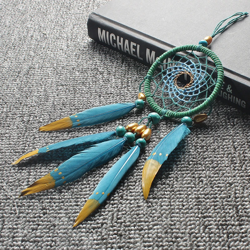 Набор из материала Ловец снов сделай сам зеленое и Золотое перо домашний декор