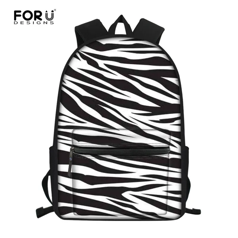 Школьный рюкзак FORUDESIGNS с принтом зебры на заказ для подростков школьные сумки