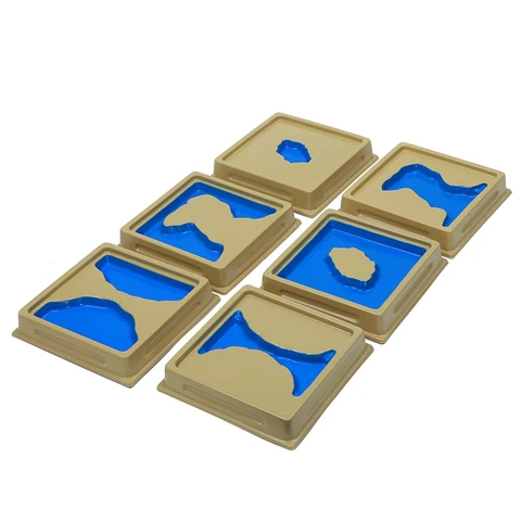 10pcs Children's Toys Materials Montessori Geography Shape Set Plastic Mold for Land and Water 1 Set for Preschool Kids Education
