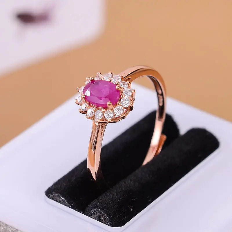 Золотой KJJEAXCMY fine jewelry 925 серебро инкрустированное натуральным Рубином кольцо ювелирные изделия - Цвет камня: Золотой