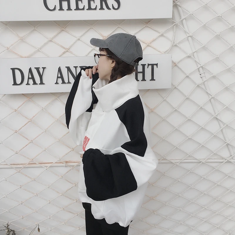 Толстовки женские худи осенние корейские Ulzzang Harajuku повседневные толстовки с капюшоном и длинным рукавом Женские флисовые толстовки Топ