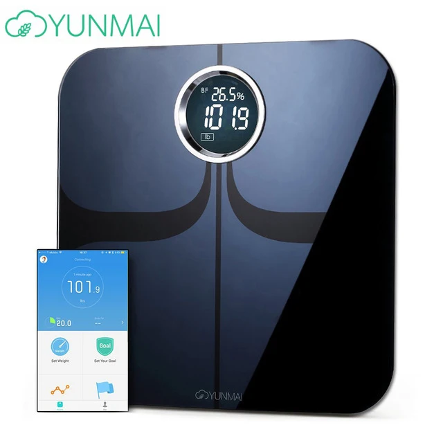 YUNMAI Премиум весы напольные Bluetooth Smart вес масштаба с большой светодио дный Дисплей