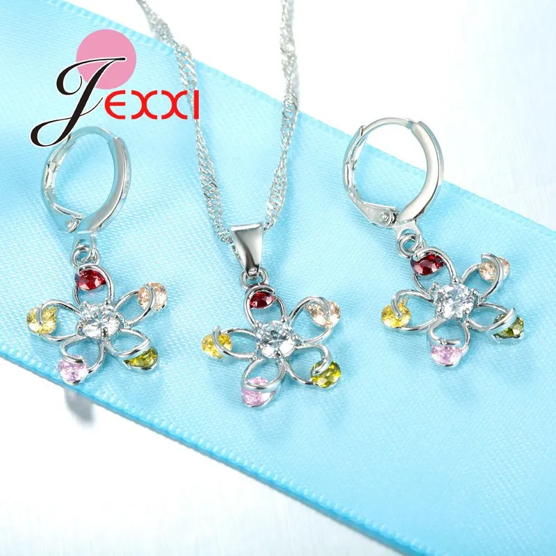 

Simple Geometric Five Star Cubic Zircon Crystal Bridal Wedding Jewelry Set For Women Statement Necklaces Earring Bijoux