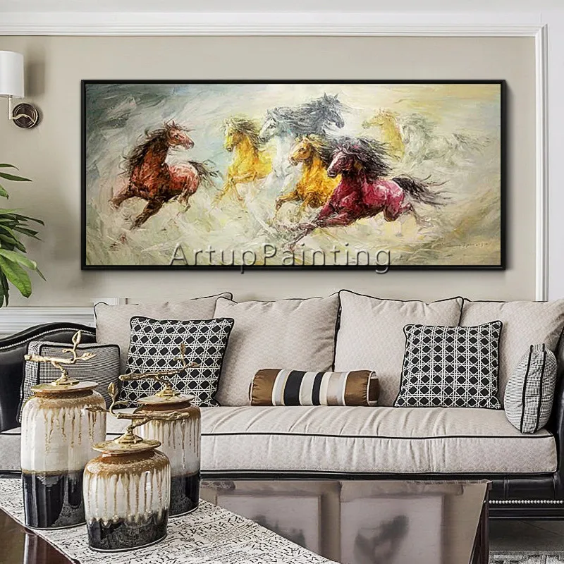 Лошадь абстрактная картина с животным Акриловая caudros decoracion палитра нож стены
