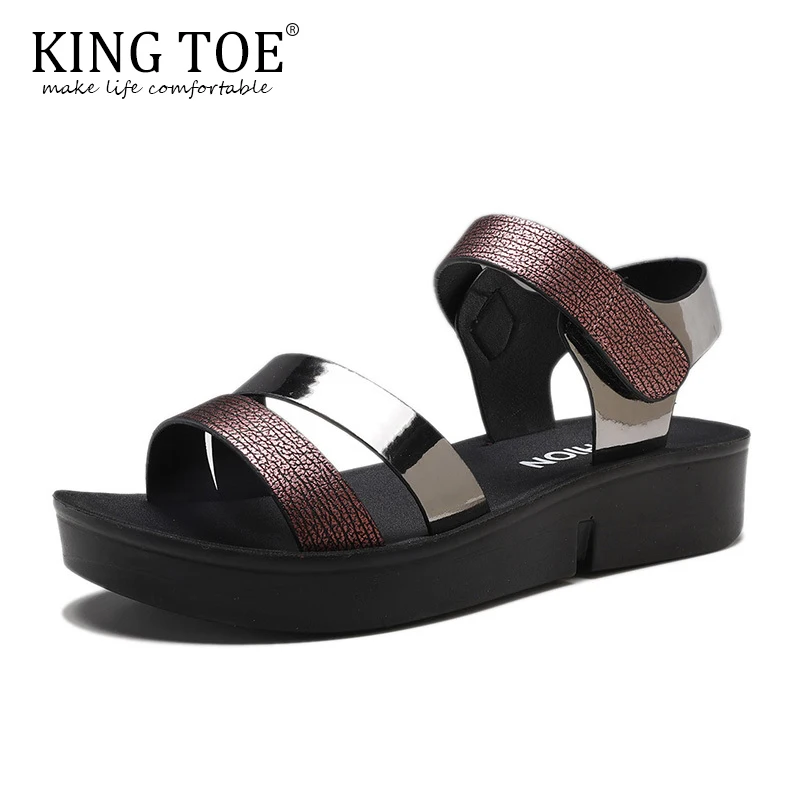 KINGTOE/Женская обувь Босоножки на платформе летние модные женские шлепанцы с