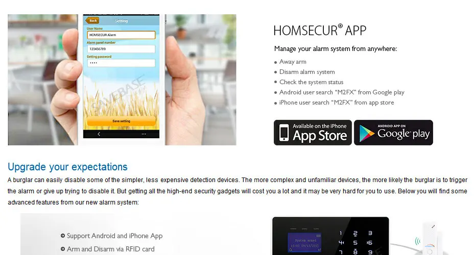 HOMSECUR lcd Беспроводная gsm-система с автонабором домашняя офисная охранная сигнализация+ Приложение