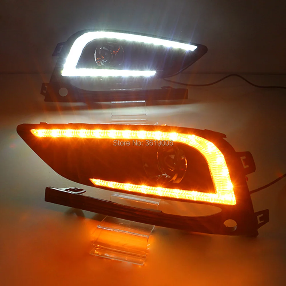

smRKE For Chevrolet Cruze 2016-17 LED DRL Daytime Running Lights White Driving Light +Yellow Turn Signal Waterproof Car Styling