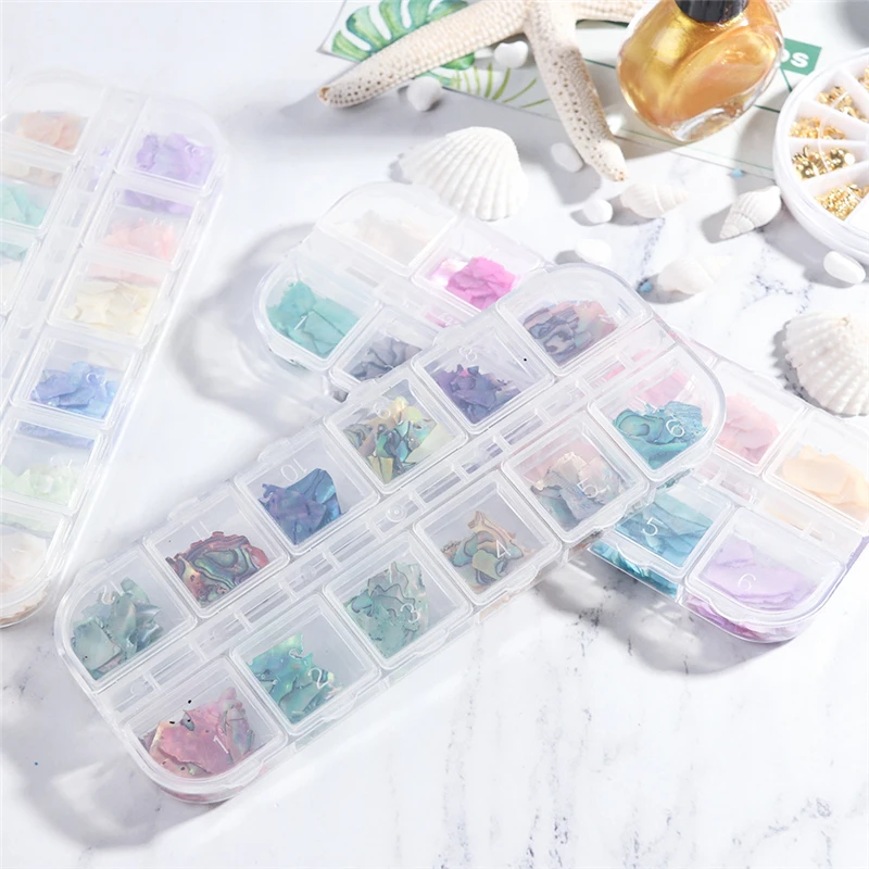 Abalone Shell необычные украшения для дизайна ногтей чешуйчатый слайдер Перламутровые