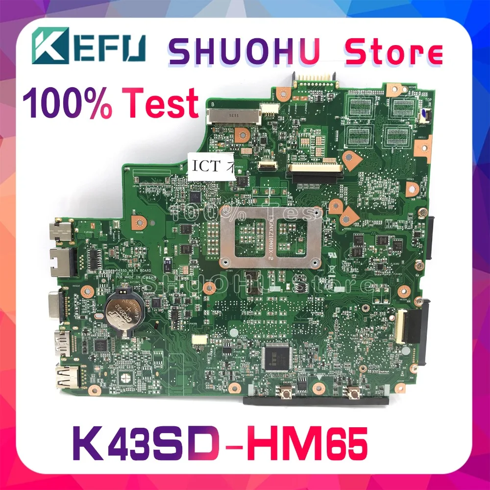 Материнская плата KEFU K43S для ноутбука ASUS K43SD K43E A43S REV: 2 протестированная на 100%