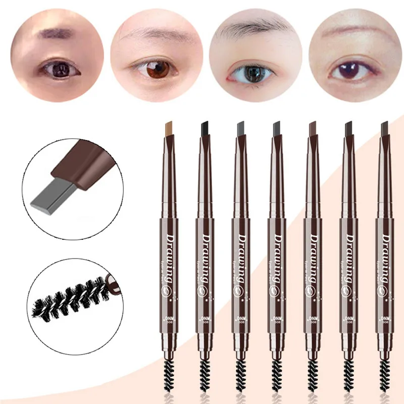 Double Ended Eyebrow Pencil Waterproof Long Lasting No Blooming Rotatable Triangle Eye Brow Tatoo Pen Eye brow Makeup Set Beauty