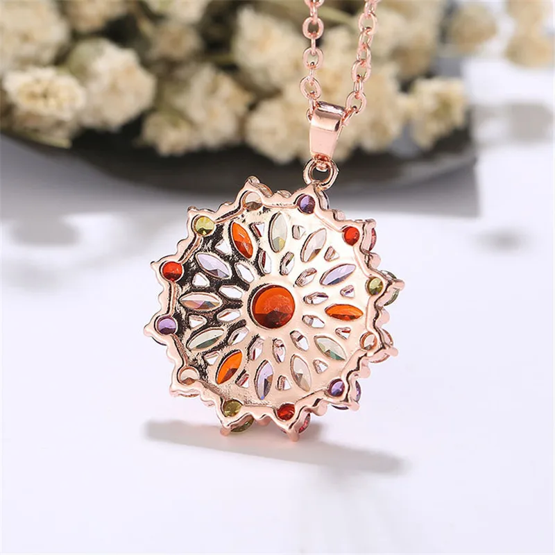 

1PC Colorful zircon pendant copper Rose gold sweater necklace For Women Jewelry Dropshiping
