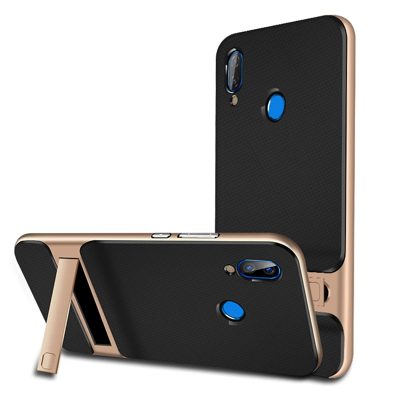 Чехол для Huawei Nova 3i роскошный силиконовый + поликарбонатный с подставкой