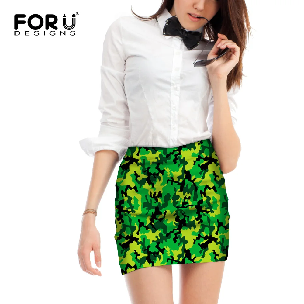 FORUDESIGNS/Азиатский Размер Женская юбка армейский зеленый цвет женские мини юбки