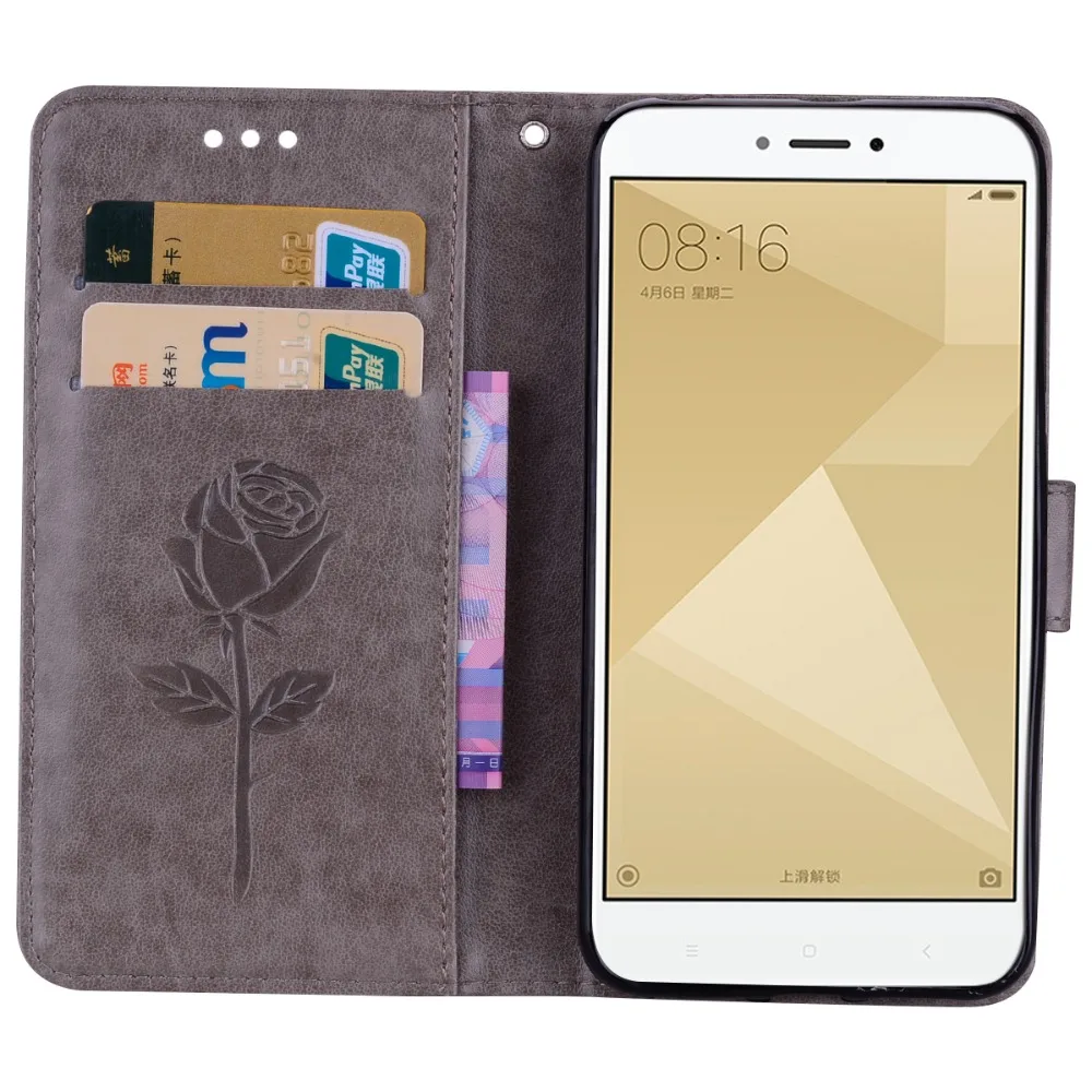 Чехол книжка для xiaomi Redmi 4X кожаный чехол бумажник с откидной крышкой 5 0 дюйма и