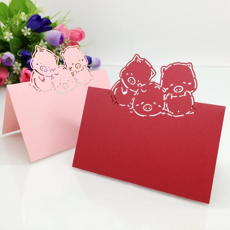50pcs Laser Cut Cute Pig table name Place Cards Wedding Party Table Decoration wedding decoration favor | Дом и сад