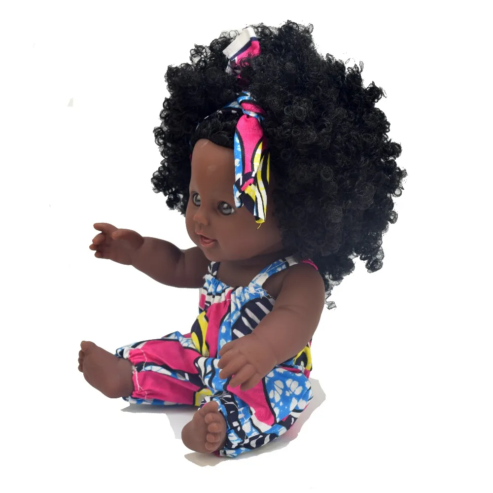 3D глаза! Африканские черные 12 дюймовые куклы reborn baby girl boneca corpo inteiro de silicone pop lifelike