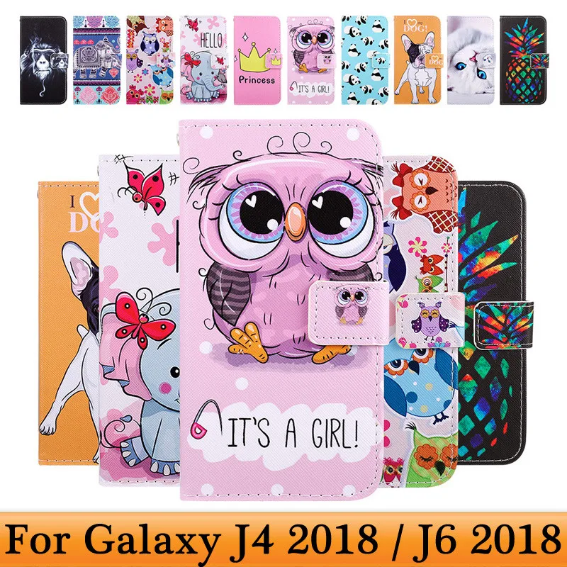 Чехол-книжка для Samsung Galaxy J6 2018 кожаный чехол-бумажник с откидной крышкой J4 J400 J600
