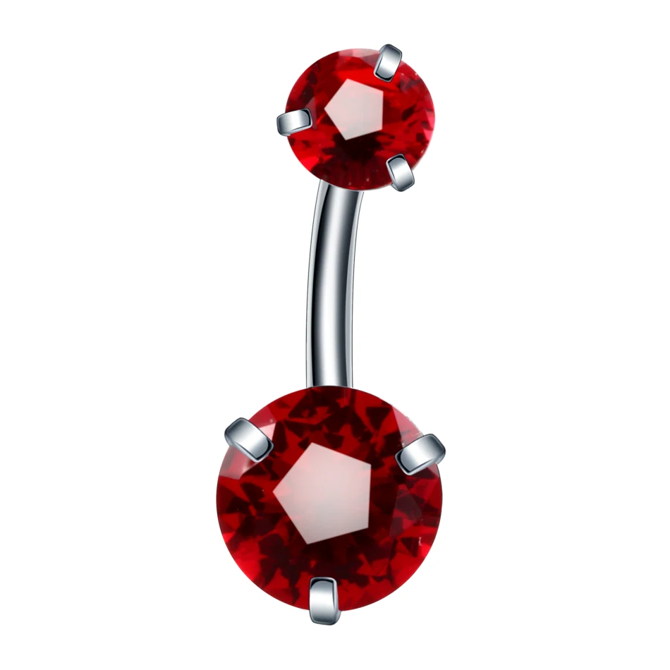 Garnet Zircon 1 шт., стальное, хрустальное, циркониевое ювелирное изделие для тела, пупка, кольца, пирсинг, пупка, стержни, гвоздики, серебряный цвет, Ombligo, Nombril, пирсинг, ювелирные изделия - Окраска металла: Garnet Zircon