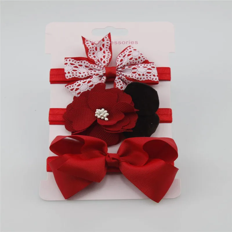 6 3 предметов для маленьких девочек повязка на голову, комплекты с бантом и повязка на голову с цветочным рисунком на волосы для детей; Простые однотонные ленты, Детские аксессуары для волос для детей из шерсти для девочек - Цвет: 6